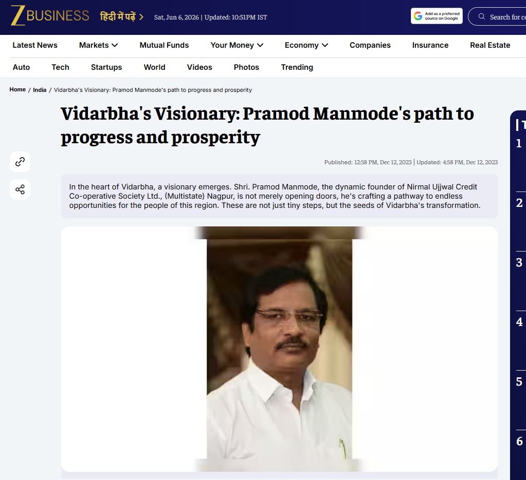 Vidarbha's Visionary: Pramod Manmode's path to progress and prosperity